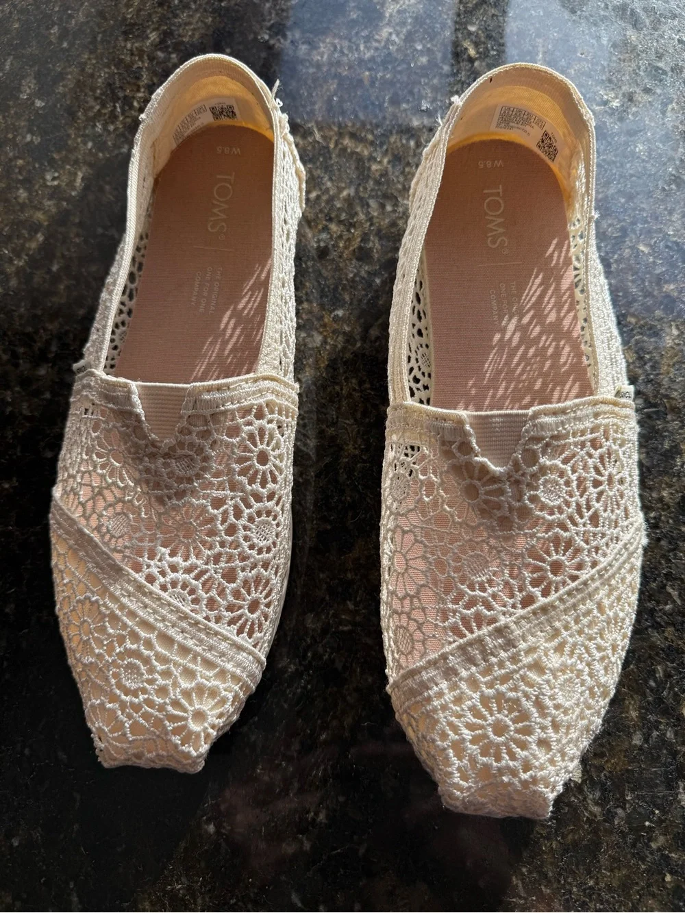 TOMS Women's Alpargata Moroccan Crochet Slip-Ons in Natural/Cream